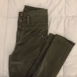 Army Olive High-Waisted Jeans